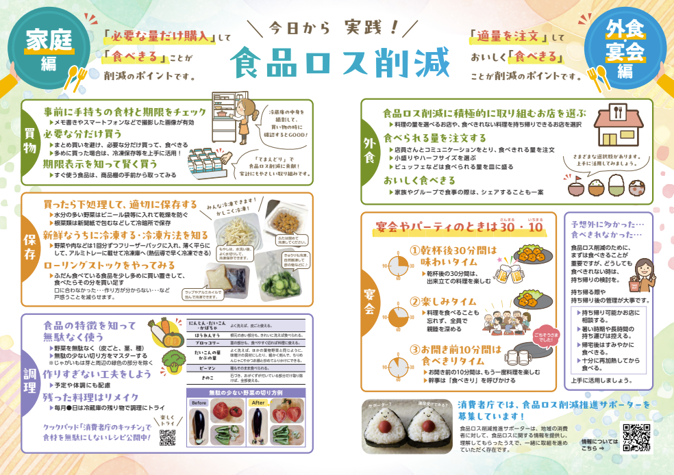 食品ロス削減啓発チラシ・冊子（見開き）