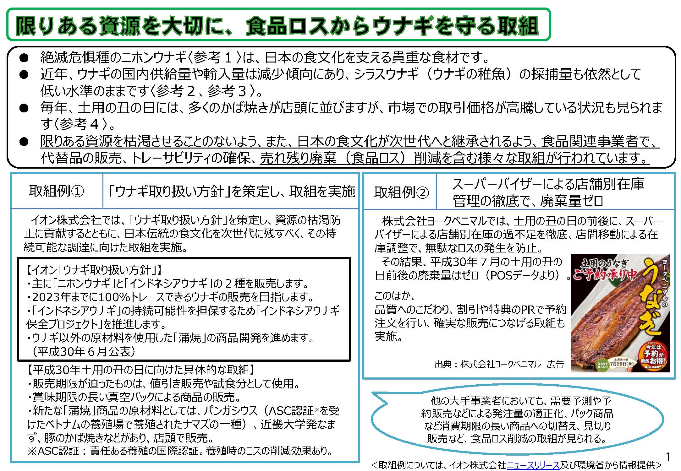 限りある資源を大切に、食品ロスからウナギを守る取組